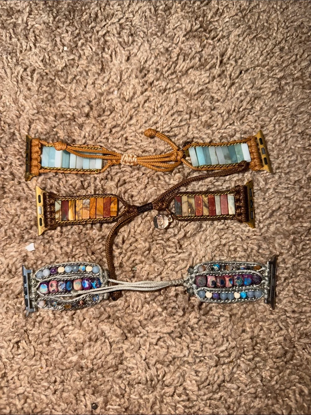 Handcrafted Beaded Leather Wrap Watch Bands - APPLE WATCH BANDS REAL STONES